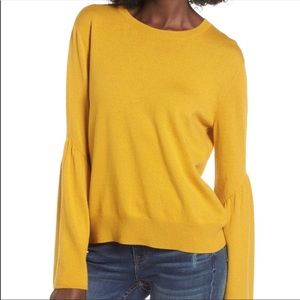 Leith mustard yellow bell sleeve sweater
